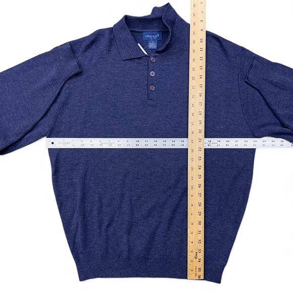 Vintage Towncraft USA Made Sweater Polo Indigo Blue Marled Knit Solid Minimalist - Picture 4 of 4